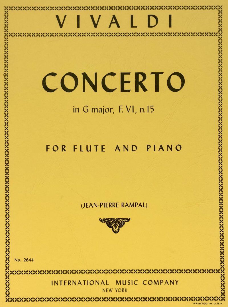Vivaldi Concerto in G Major F.VI No. 15 for Flute and Piano, Edited by Jean-Pierre Rampal, Score and Part, International Music Company