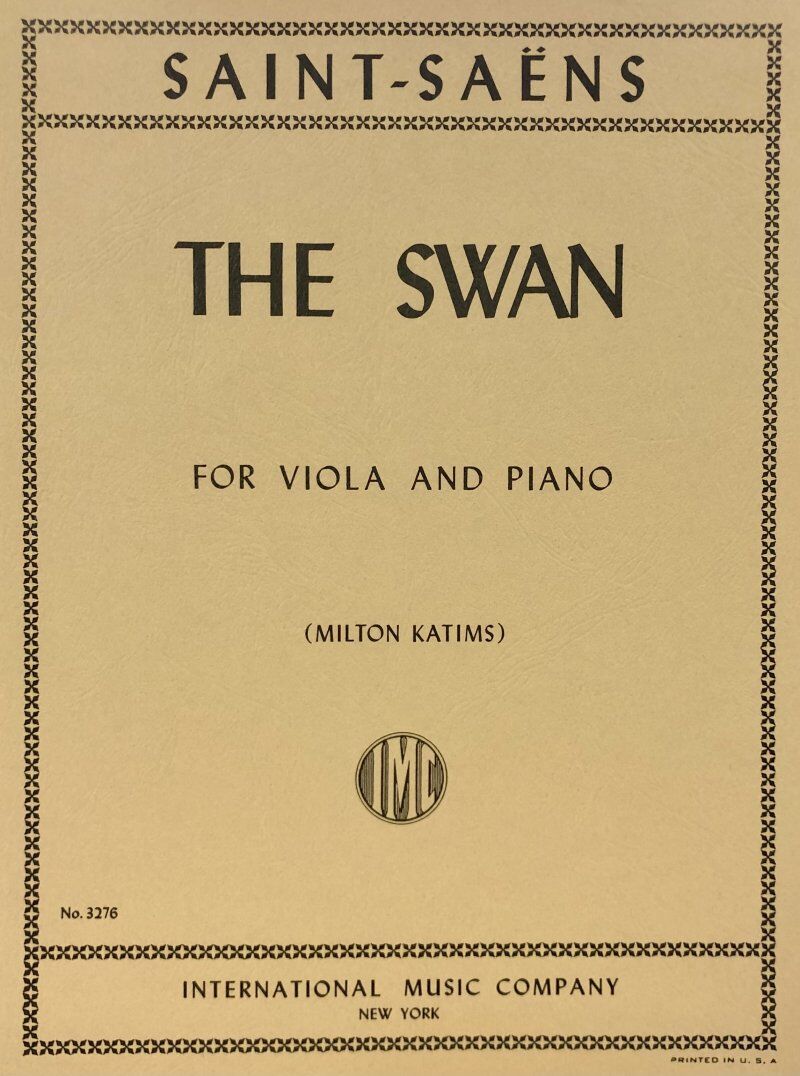 Saint-Saens - The Swan for Viola and Piano, Edited by Milton Katims, Score and Part, International Music Company