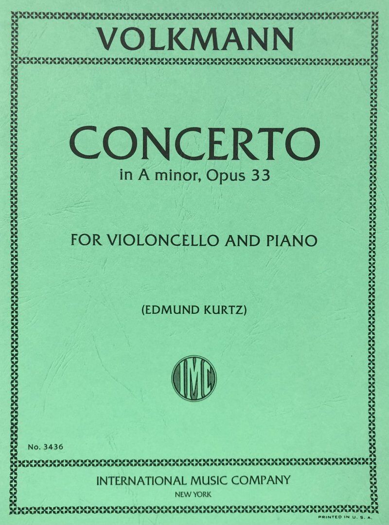 Volkmann Concerto in A Minor Op. 33 for Cello and Piano - Score and Part