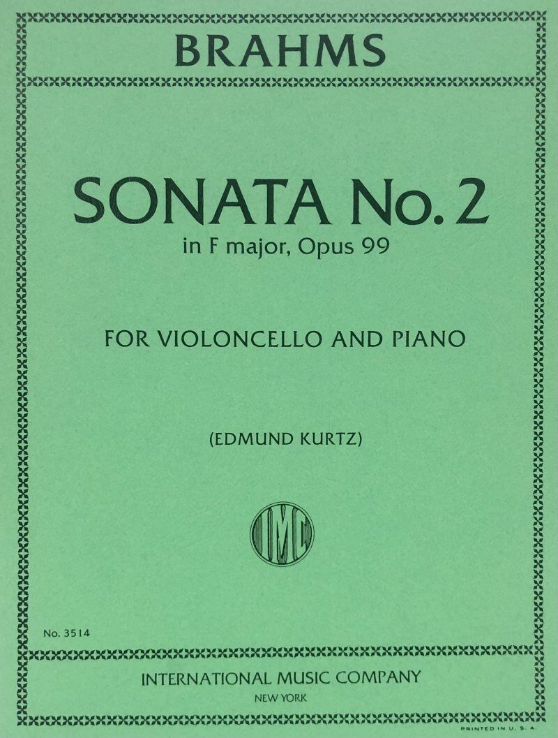 Brahms Sonata No. 2 F Major Op. 99 for Cello and Piano Performance Parts