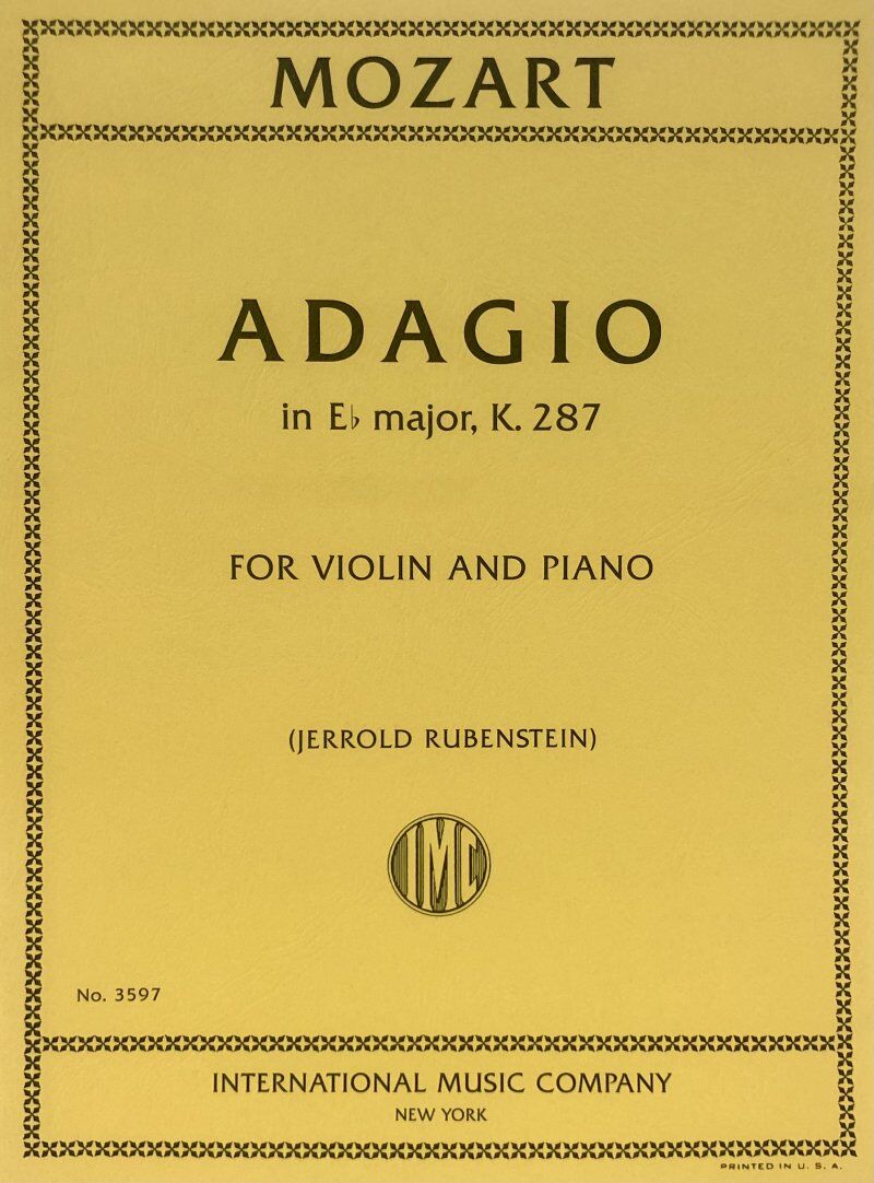 Mozart Adagio in Eb Major K 287 for Violin and Piano, International Music Company, 1 Page