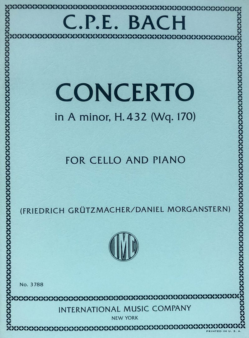 C.P.E. Bach: Concerto in A Minor, Wq. 170 — Cello & Piano (International Music Company)