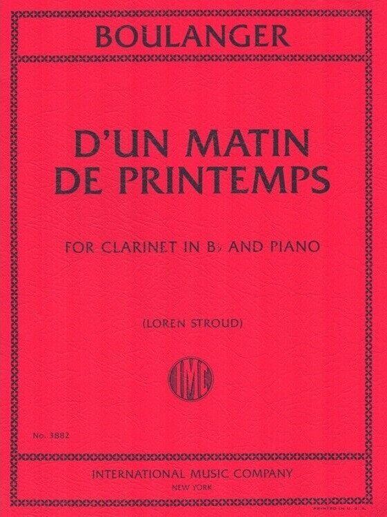 Boulanger - D'un Matin de Printemps for Clarinet and Piano
