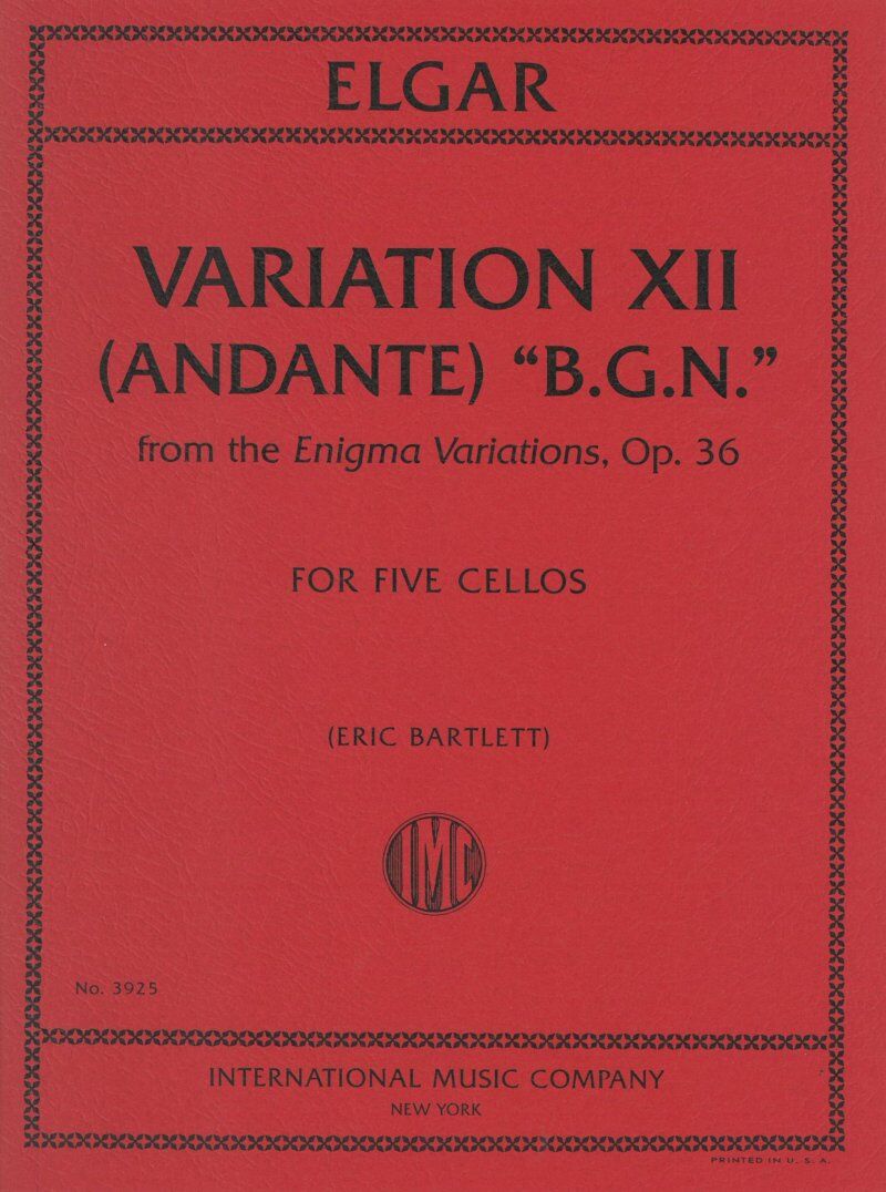 Elgar - Variation XII (Andante) Op 36 for 5 Cellos SC/Pts