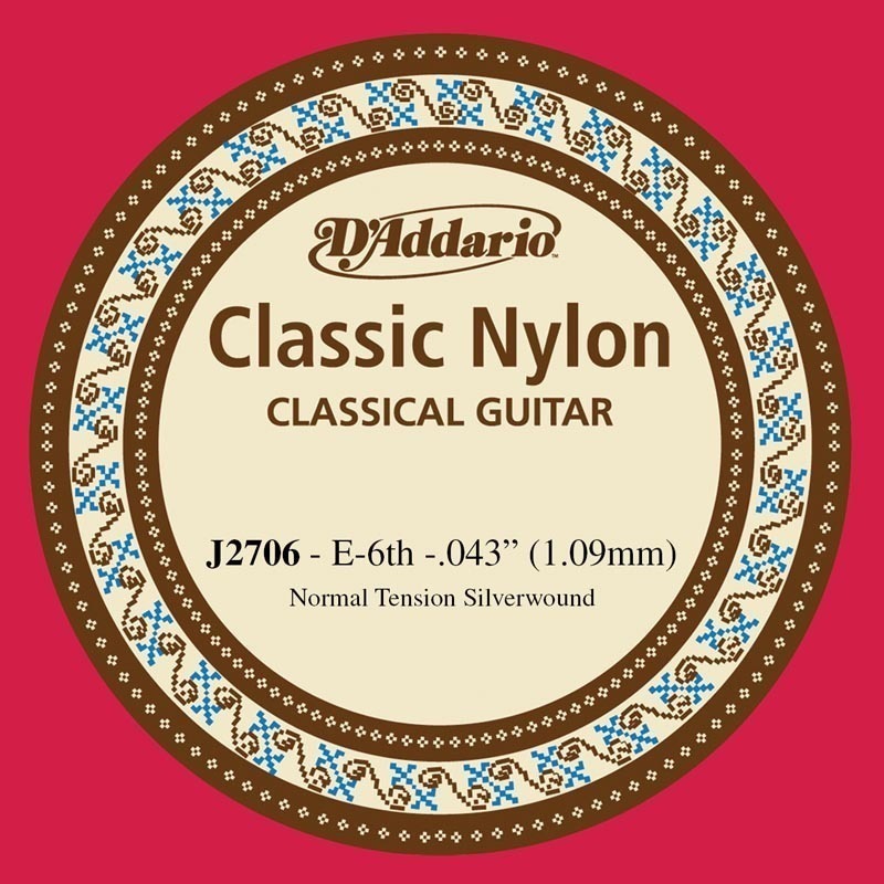 D'Addario J2706 Student Nylon Classical Guitar Single String, Normal Tension, Sixth String