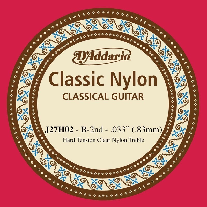 D'Addario J27H02 Student Nylon Classical Guitar Single String, Hard Tension, Second String