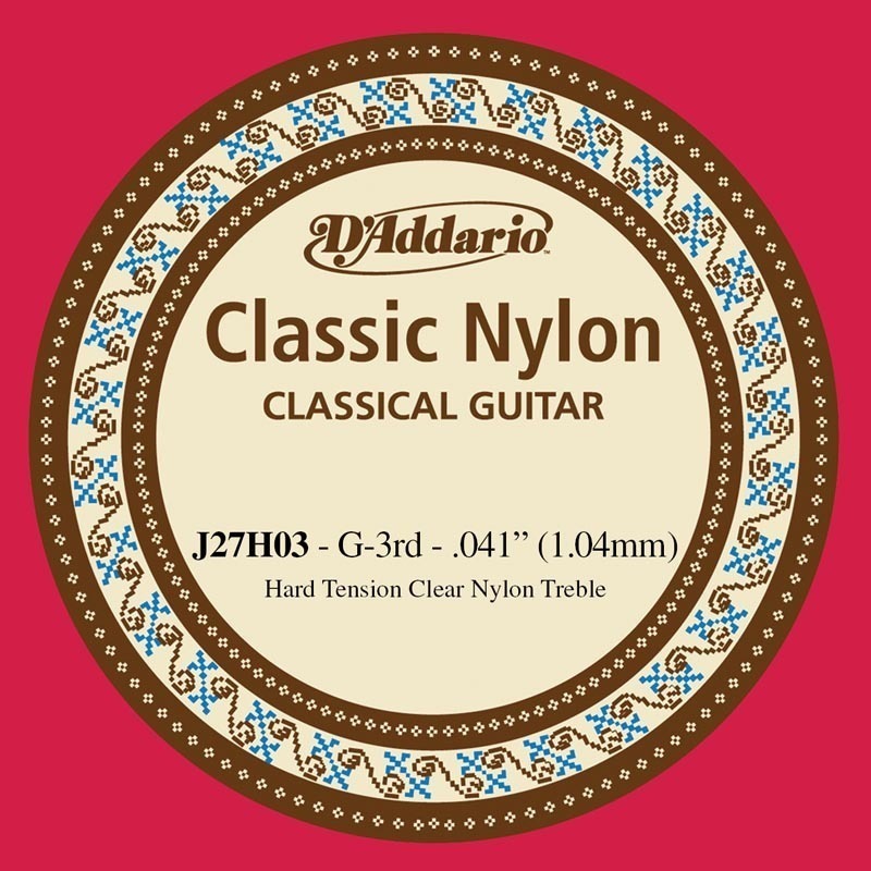 D'Addario J27H03 Student Nylon Classical Guitar Single String, Hard Tension, Third String