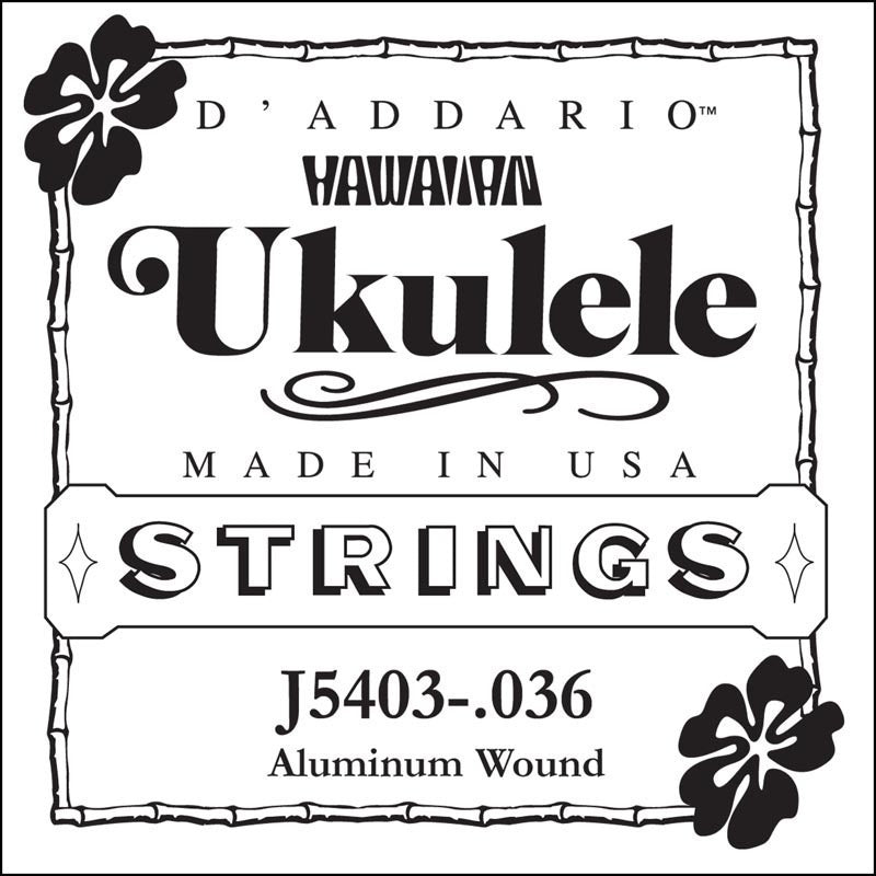 D'Addario J5403 Aluminum Wound Tenor Ukulele Single String, Third String, .036