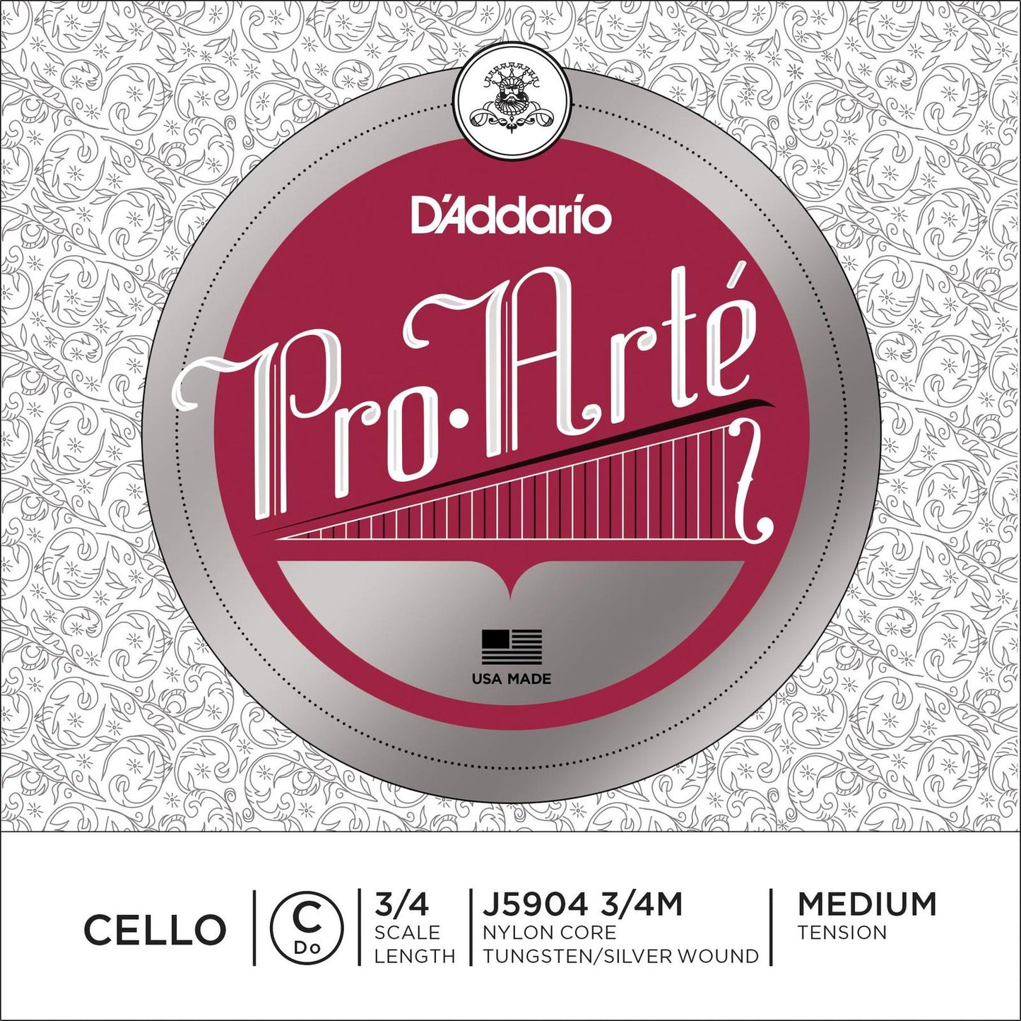 D'Addario Pro-Arte Cello Single C String, 3/4 Scale, Medium Tension