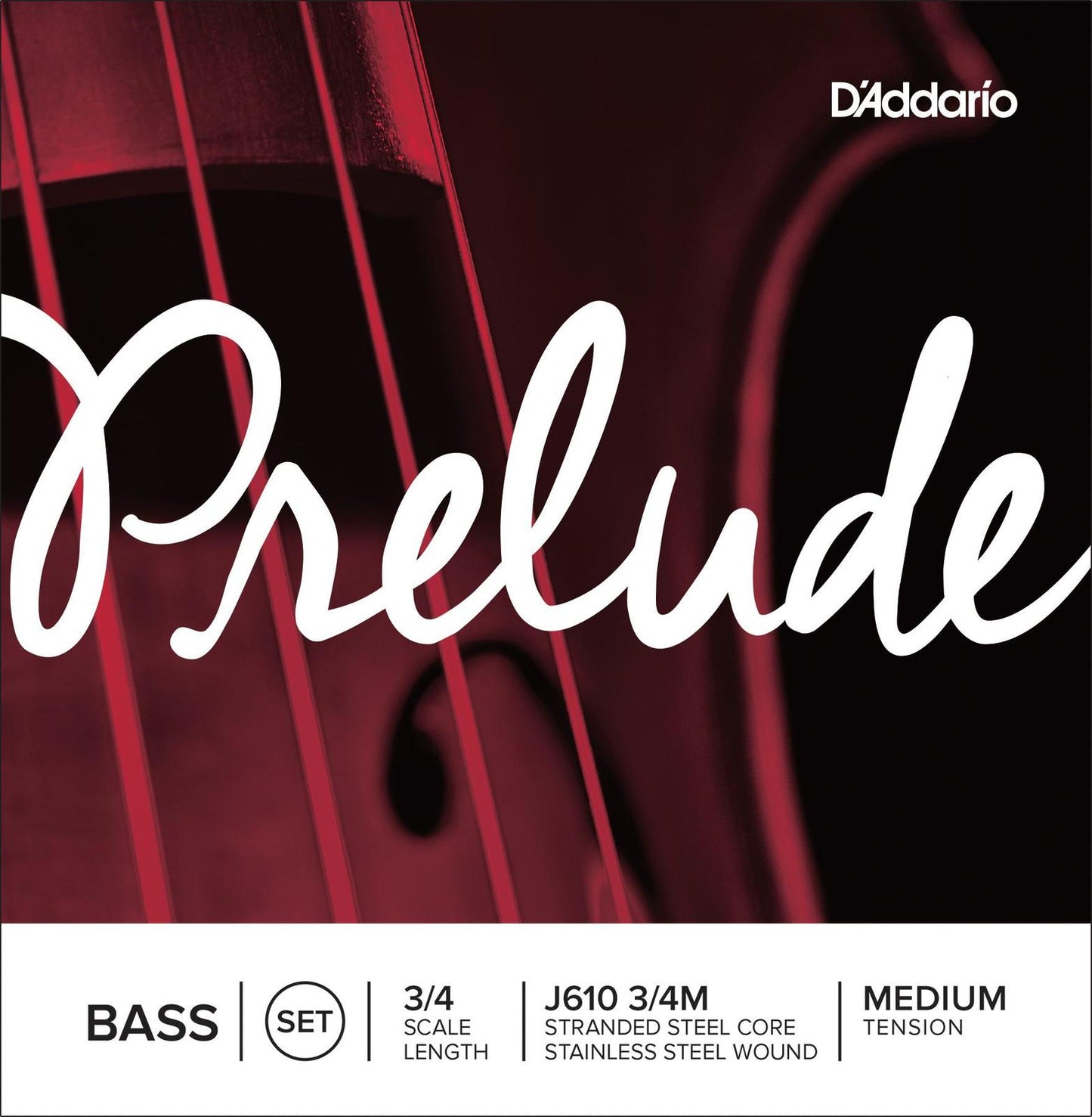 D'Addario Prelude Bass String Set, 3/4 Scale, Medium Tension