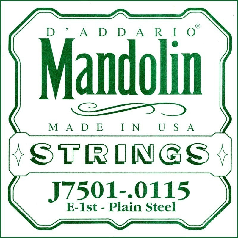 D'Addario J7501Plain Steel Mandolin Single String, First String, .0115