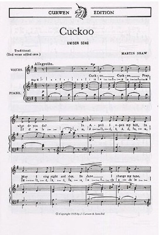 Shaw M. Cuckoo Unison/Piano Book