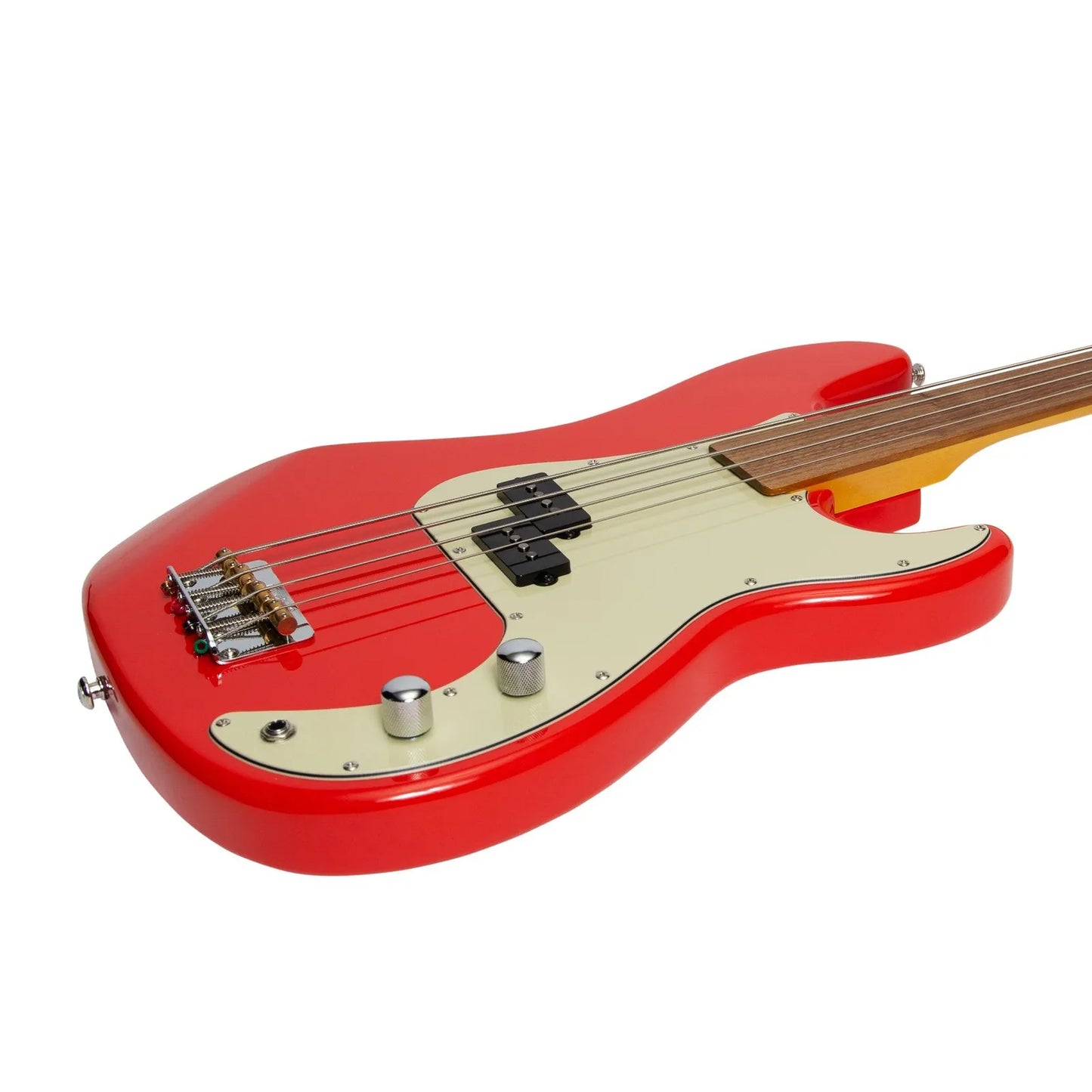J&D Luthiers JD-PB63F-RED 4-String Fretless Electric Bass Guitar - Alder Body, Maple Neck, PB Style, Right-Handed, Red — view 6
