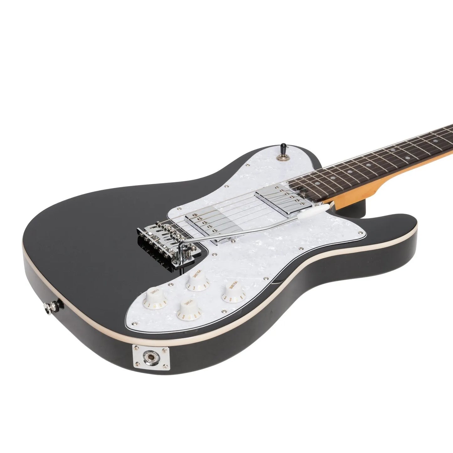 J&D Luthiers Deluxe TE-Style Electric Guitar JD-TL12-BLK Black 6-String 22 Frets with Humbuckers — view 6