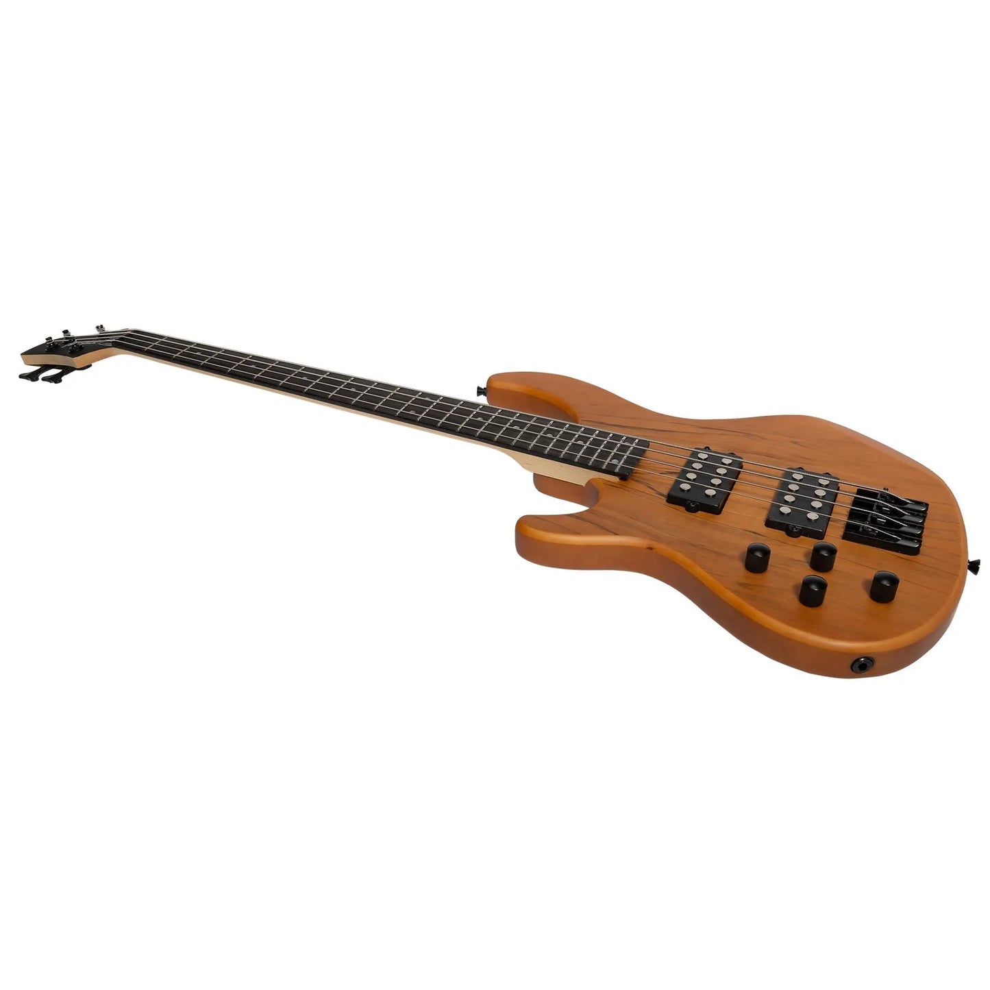 J&D Legacy Series Left Handed 4 String Mahogany & Spalted Maple T-Style Electric Bass Guitar — view 3