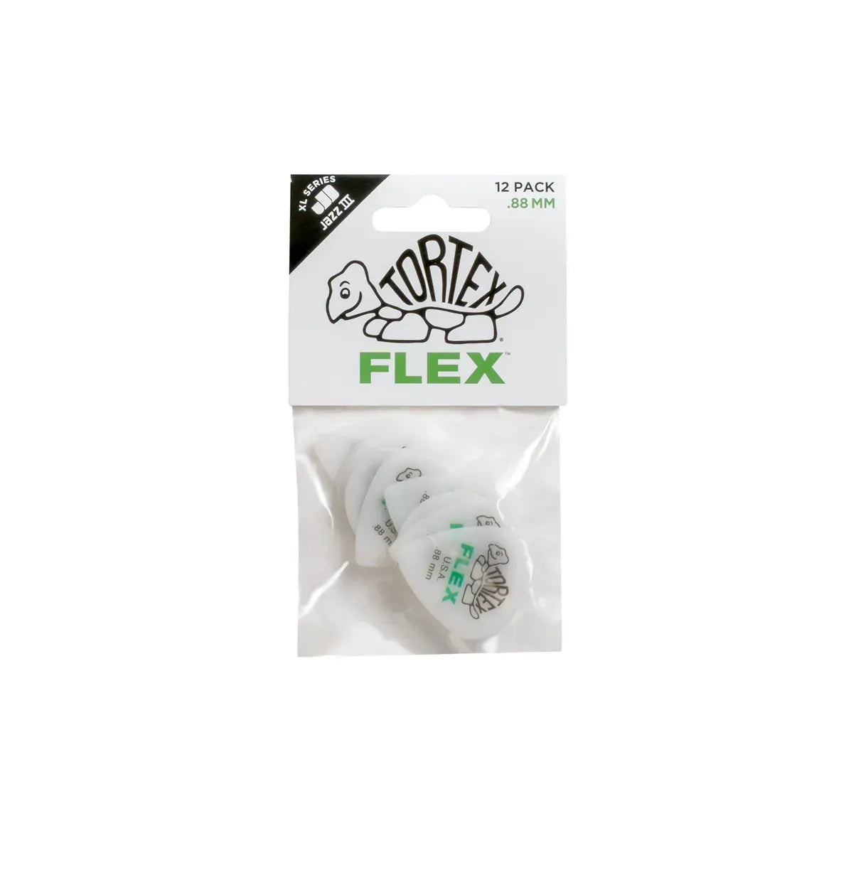 Jim Dunlop TORTEX FLEX .88 Jazz III XL Guitar Picks - 12 Pack