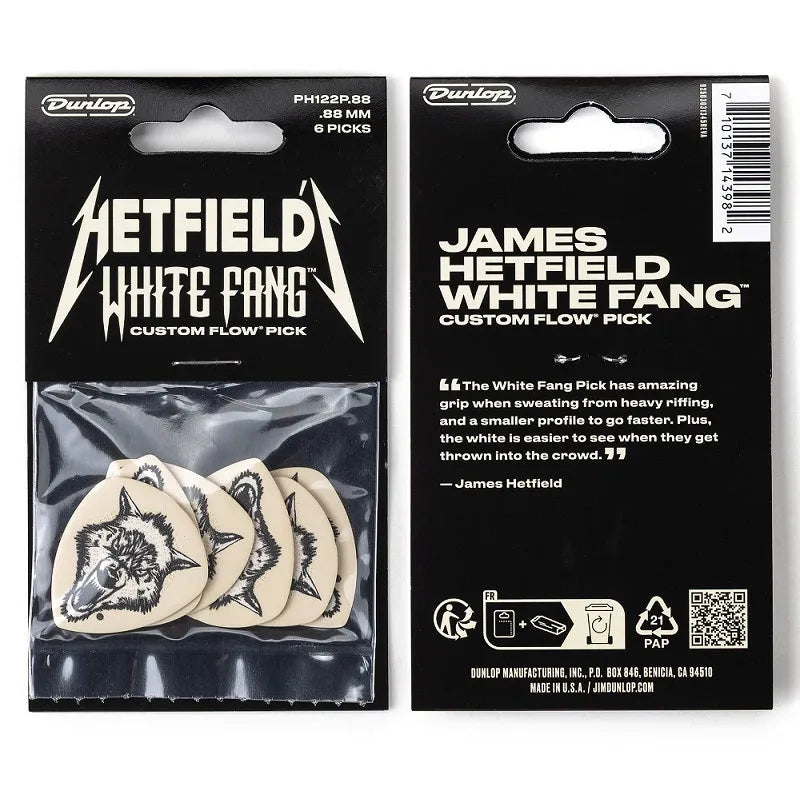 Jim Dunlop Hetfield White Fang Custom Flow Picks Pack .88mm 6 Count