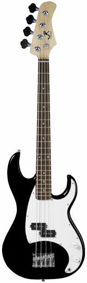 J.Reynolds JR9 Short Scale Electric Bass Guitar, Black, 29.75" Scale, Poplar Body, 20 Frets, P-Style Pickup, 1 Volume & 1 Tone Control