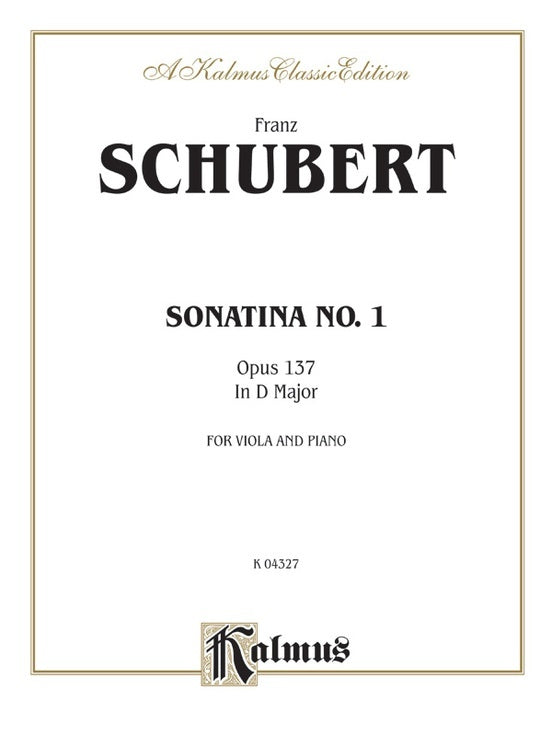 Sonatina Op 137 No 1 for Viola and Piano Sheet Music
