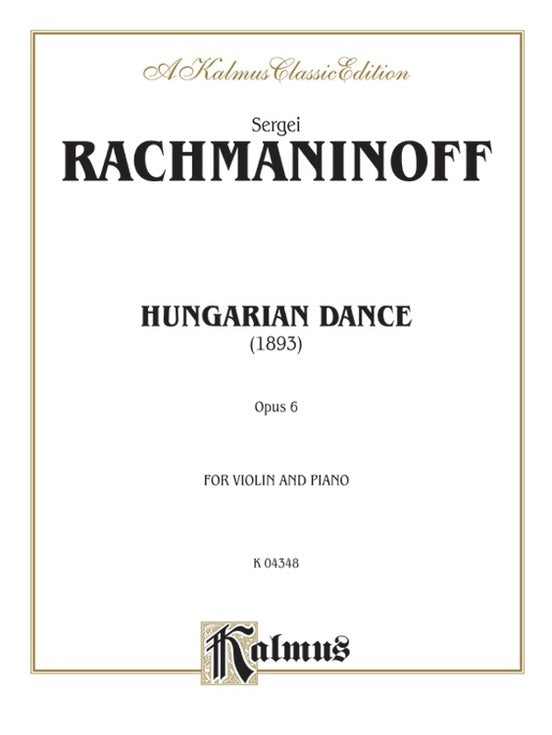 Hungarian Dance For Violin And Piano Op 6