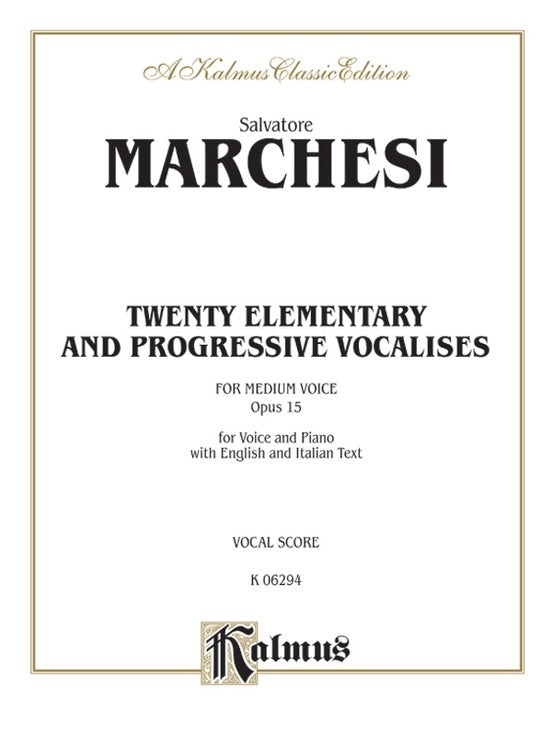 Elementary Prog Vocalises Op 15 Med