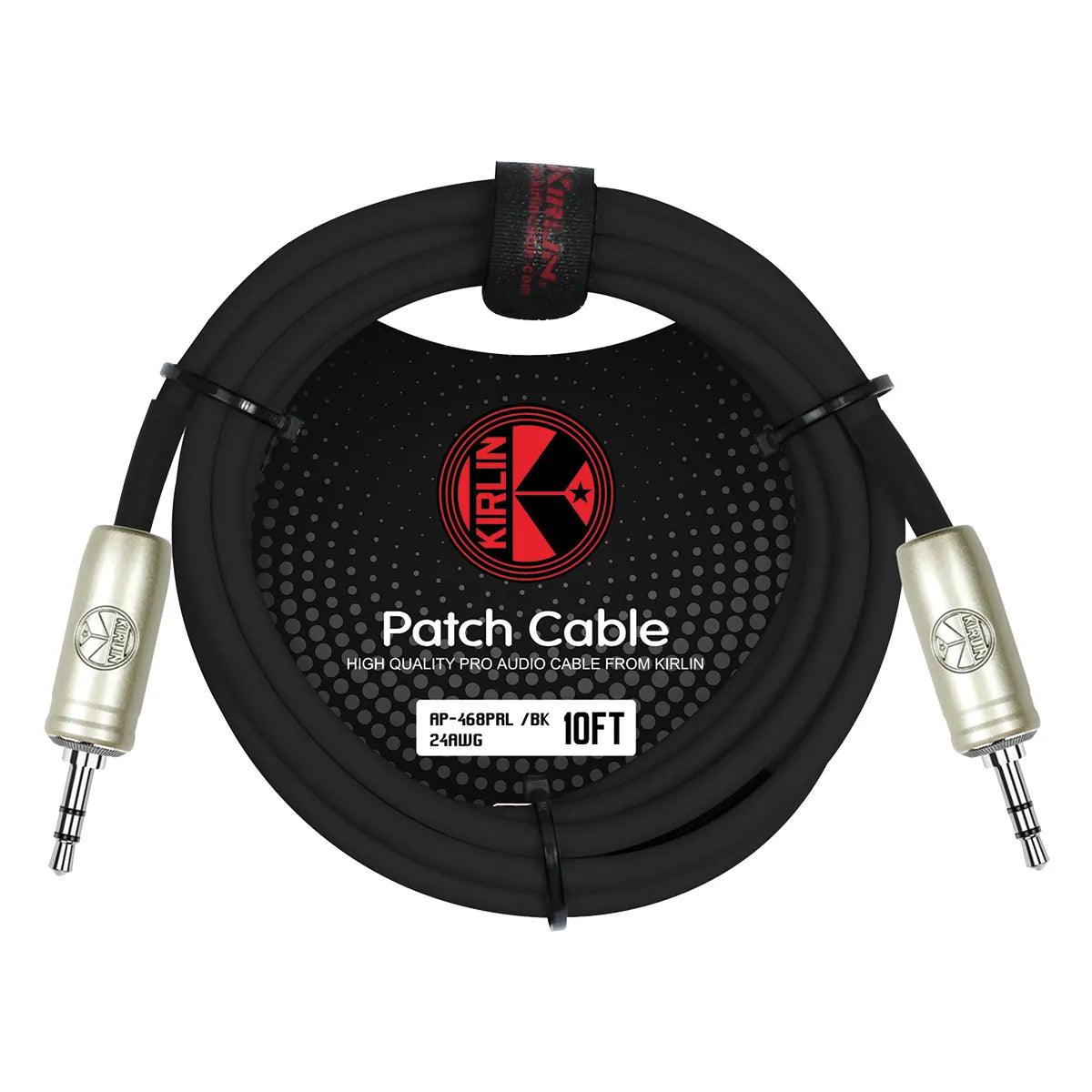Kirlin Stereo 3.5mm Cable 10-Foot KAP468PR-10, 24 x2 Gauge Copper, 90% Spiral Shielding, Black PVC Jacket — view 3