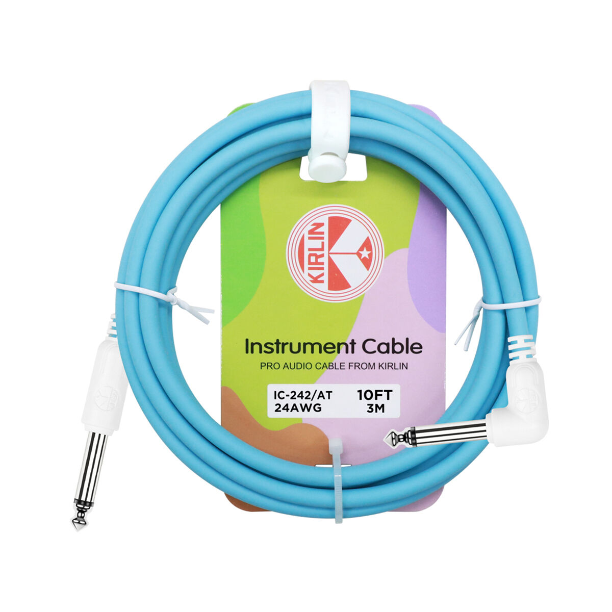 Kirlin Entry 24 Instrument Cable RA to Straight 1/4" Atoll Blue 10FT KIC242AT-20 — view 3