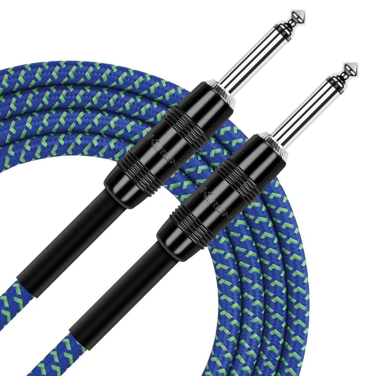 Kirlin 10ft Blue Entry Woven Instrument Cable with 1/4" Mono Plugs and 20 Gauge CCAM Conductor