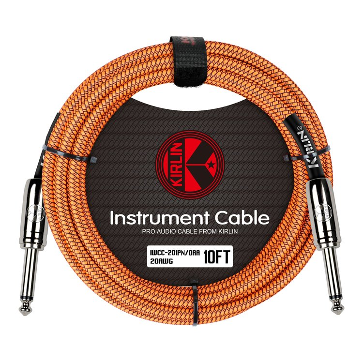 Kirlin 10ft Orange Entry Woven Instrument Cable - 20 Gauge, 1/4" Mono Plugs, Noise-Free, Lifetime Warranty — view 5