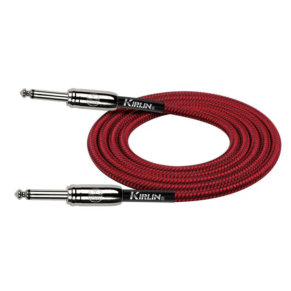 Kirlin 20ft Red Woven Instrument Cable with Chrome Ends - 1/4" Mono Plugs, 20 Gauge CCAM, Lifetime Warranty — view 3