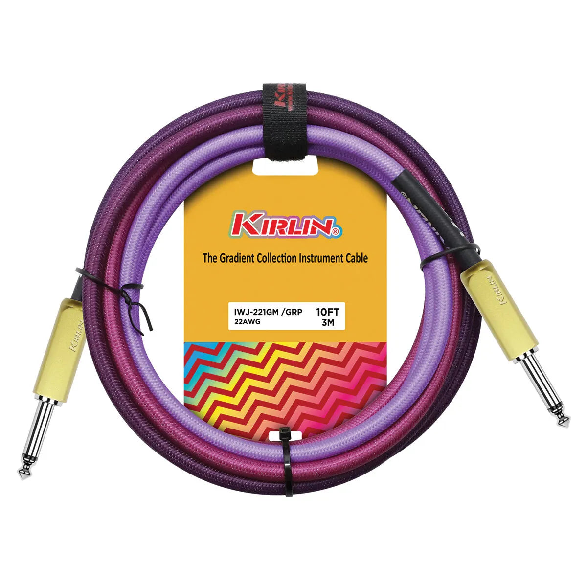Kirlin 10FT Gradient Instrument Cable Purple with 1/4" Mono Plugs and 22-Gauge Copper Conductor — view 3