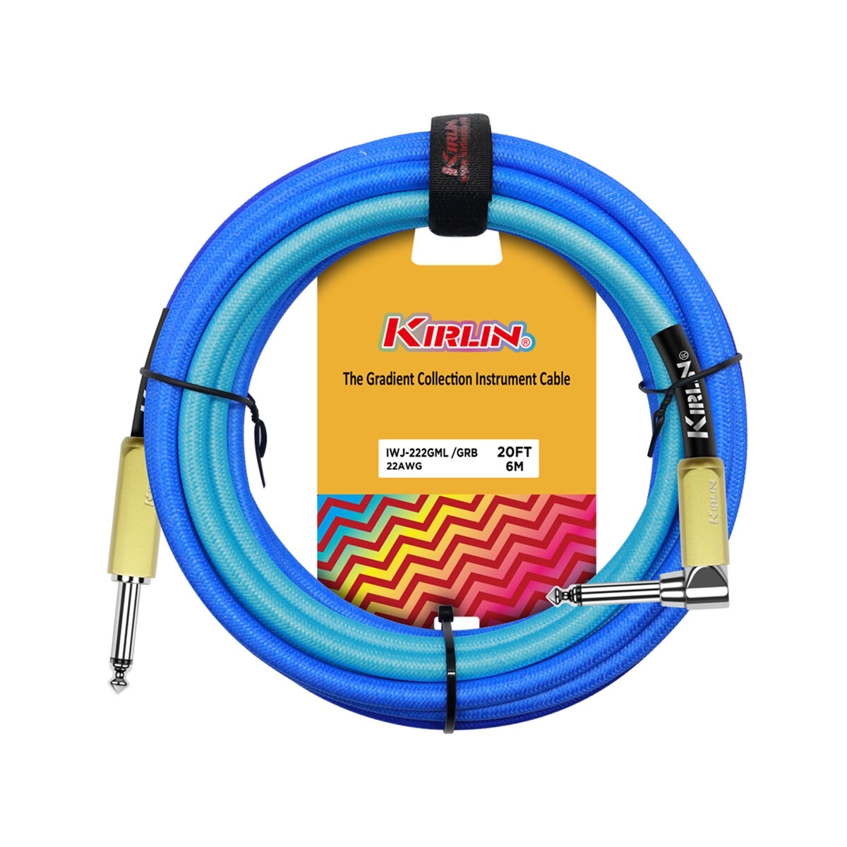 Kirlin 20FT Gradient Instrument RA to Straight Cable Blue KIWJ-222G-BL-20 — view 3