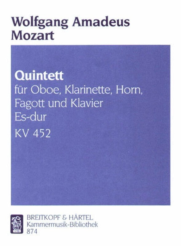 Quintet K452 E Flat Oboe clarinet French Horn Bassoon Piano Book