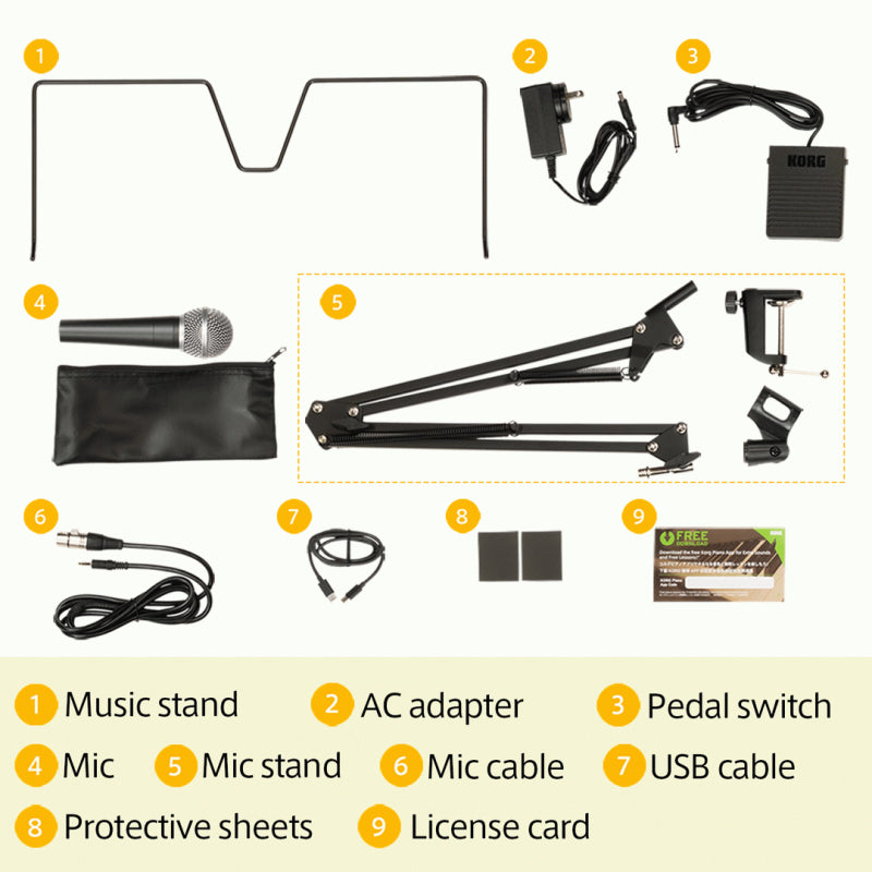 Korg Liano Live 88 Note Streaming Piano Kit with Microphone, Stand, Cable, USB-C, and Built-in Audio Mixer — view 6