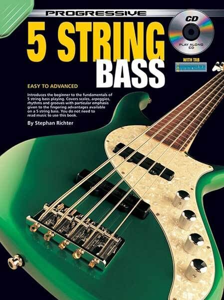 Progressive 5 String Bass Tutorial Book with CD