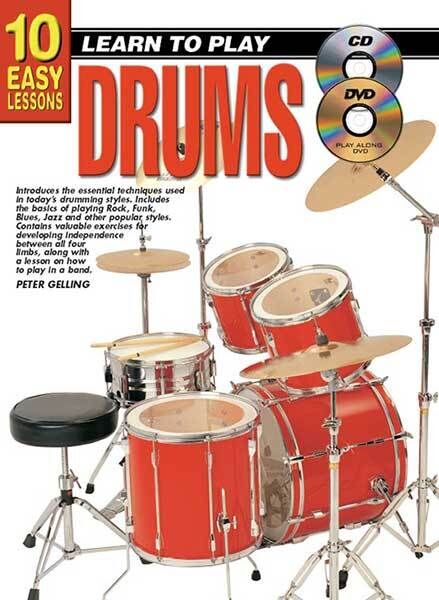 10 Easy Lessons to Learn Drums Book with CD and DVD