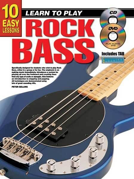 10 Easy Lessons Learn to Play Rock Bass Book with CD and DVD