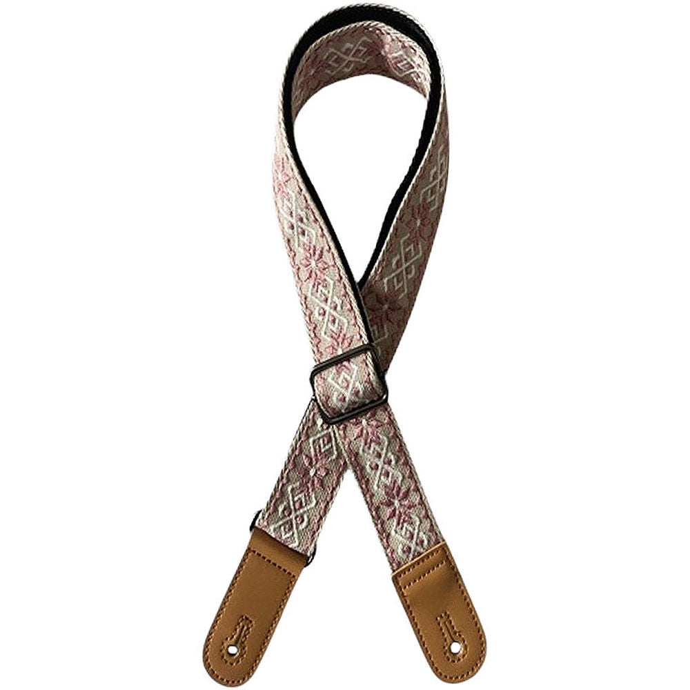 Kealoha 1.5" Embroidered Ukulele Strap Mexican Aztec Pattern V3 Brown Ends Adjustable Length