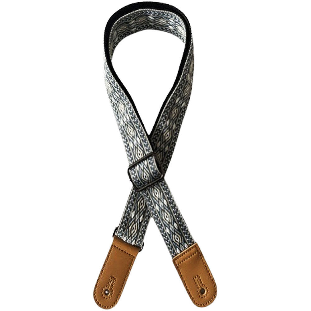 Kealoha 1.5" Embroidered Ukulele Strap Mexican Aztec Pattern V7 Brown Ends