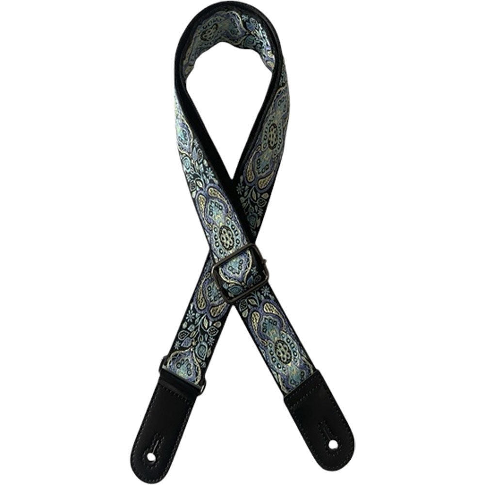Kealoha 1.5" Embroidered Ukulele Strap Mexican Aztec Pattern V11 Black Ends