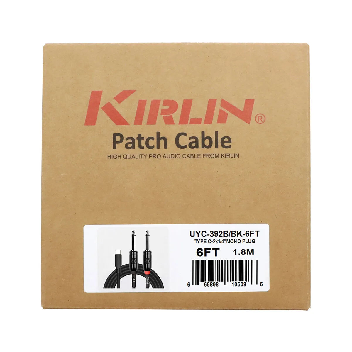 Kirlin 6ft USB C to 2 x 1/4" Mono Y-Cable Patch Cable KUYC-392B-BK-6 — view 3