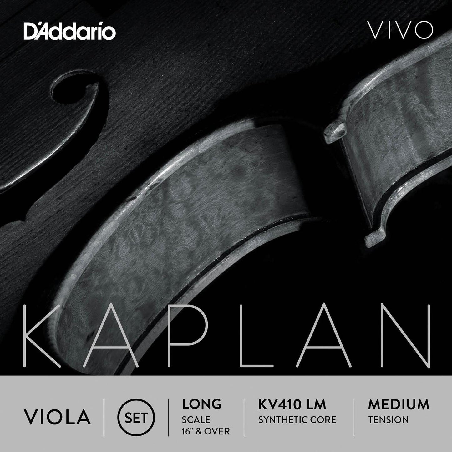 D'Addario Kaplan Vivo Viola String Set, Long Scale, Medium Tension