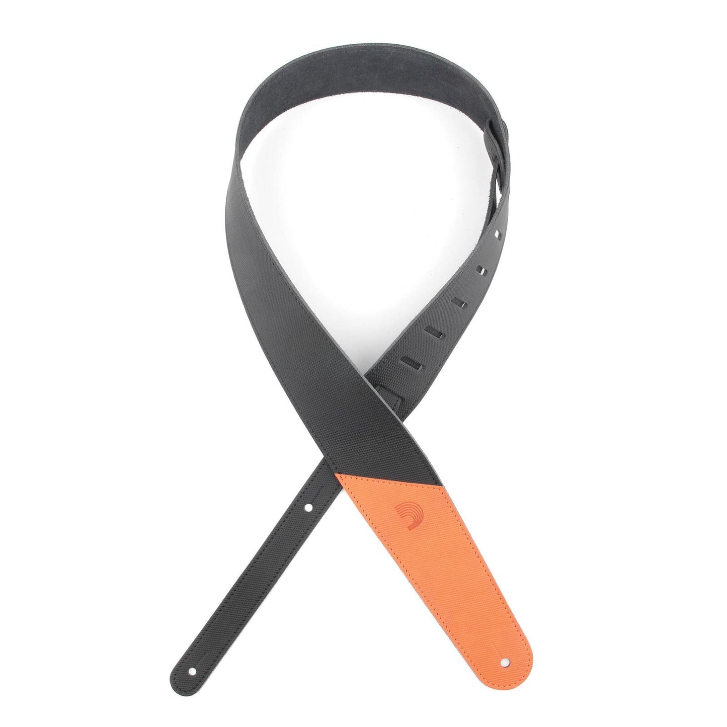 2.5 Inch Leather Guitar Strap, Colored Ends, - Orange, by D'Addario