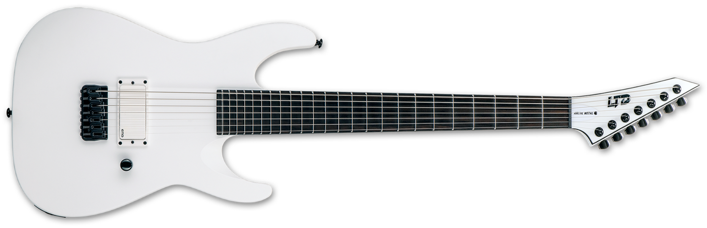 ESP LTD M-7 Arctic Metal Series Baritone Electric Guitar Snow White Satin