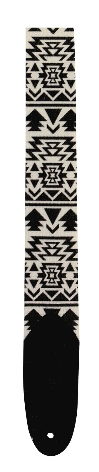 LM Southwest 2 Inch Guitar Strap - Black And White With Black Suede Ends — view 2
