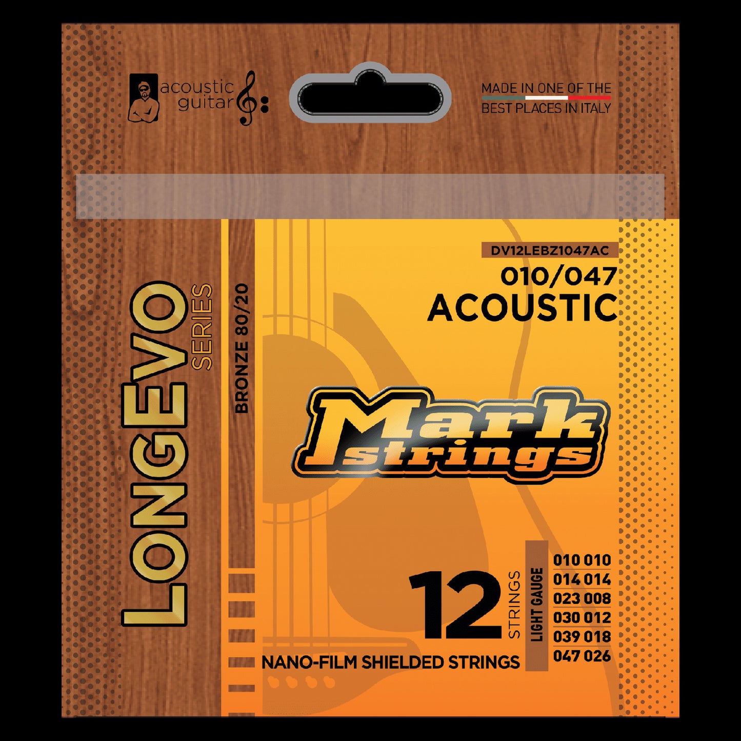 Markbass Longevo 12 String 80/20 Bronze Nano-Film Shielded 10/47 Acoustic Set