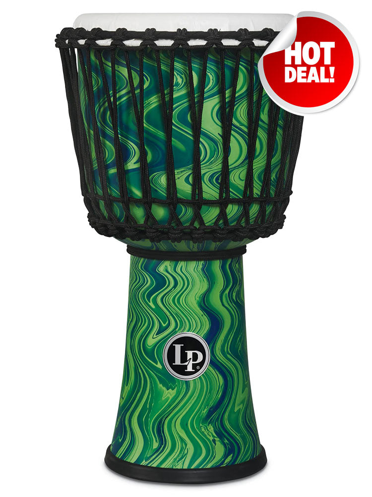 LP 10 Inch Green Marble Djembe with Rope Tuning and HD Shell Construction