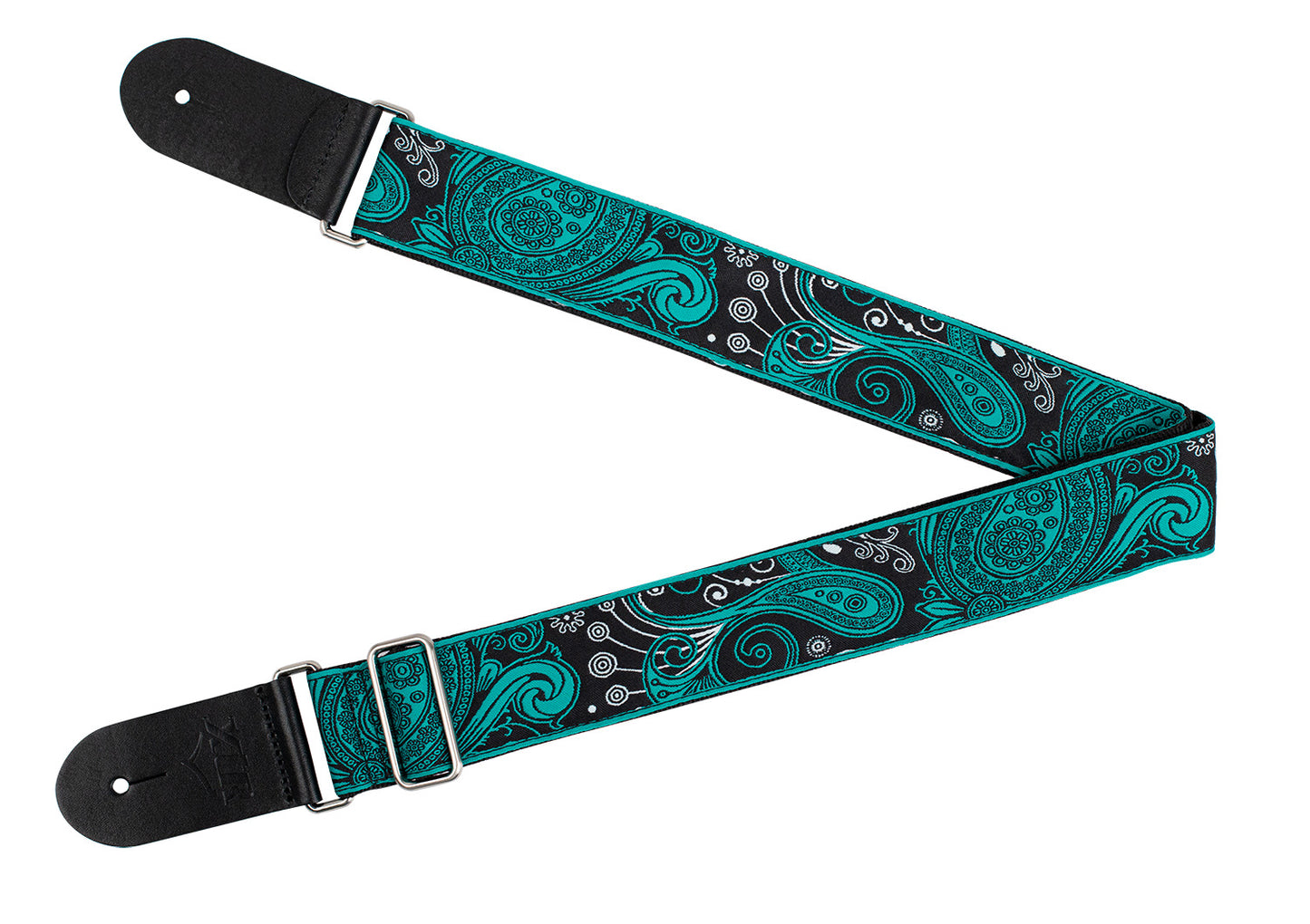 Vintage Paisley Jade Green Guitar Strap — view 2