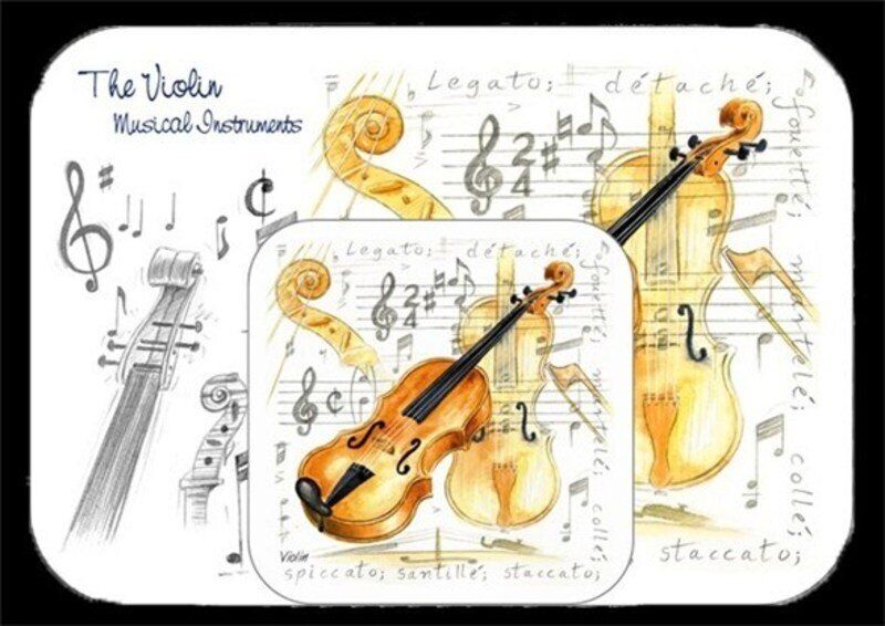 Violin Placemat and Coaster Set by Little Snoring Ltd.