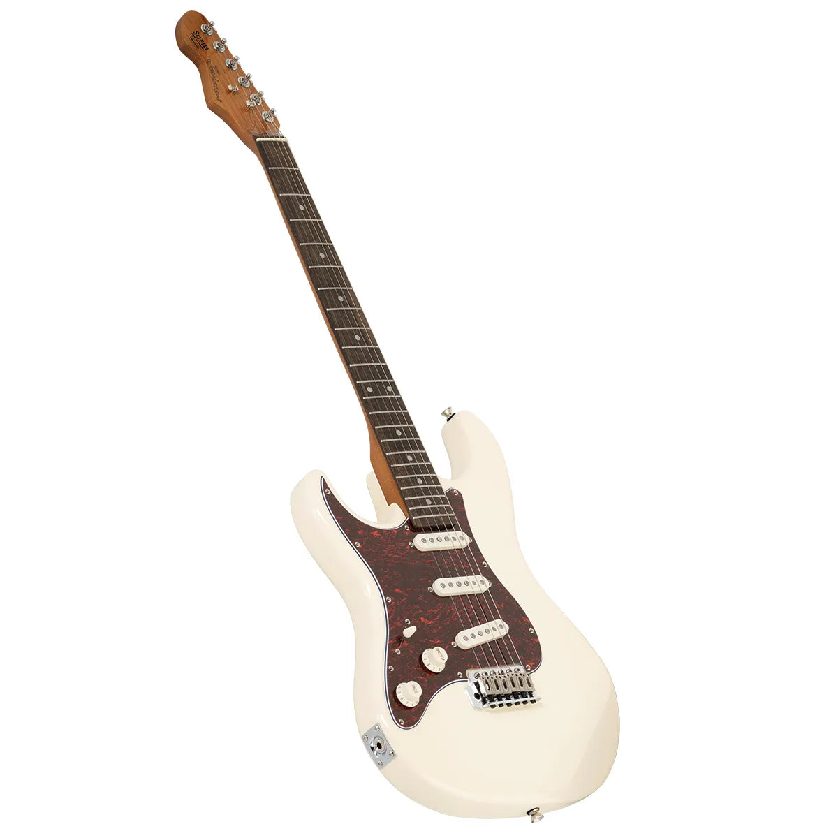 Levinson Sceptre Ventana Std Double Cutaway Olympic White SSS Left Handed with Indian Laurel Fingerboard — view 2